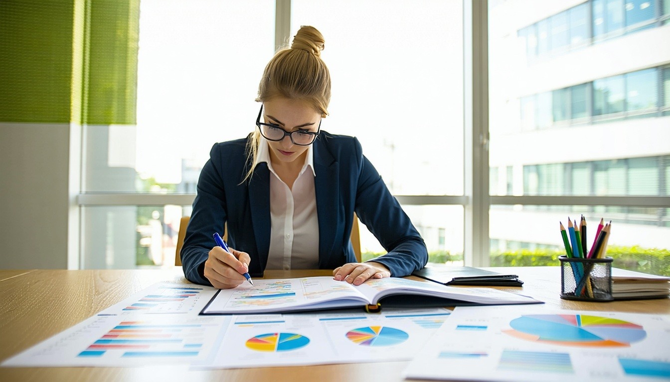 Contract benchmarking refers to the process of comparing and evaluating contract terms and conditions against industry standards or similar agreements to ensure competitiveness and fairness In a brightly lit office where sunlight streams through larg-1
