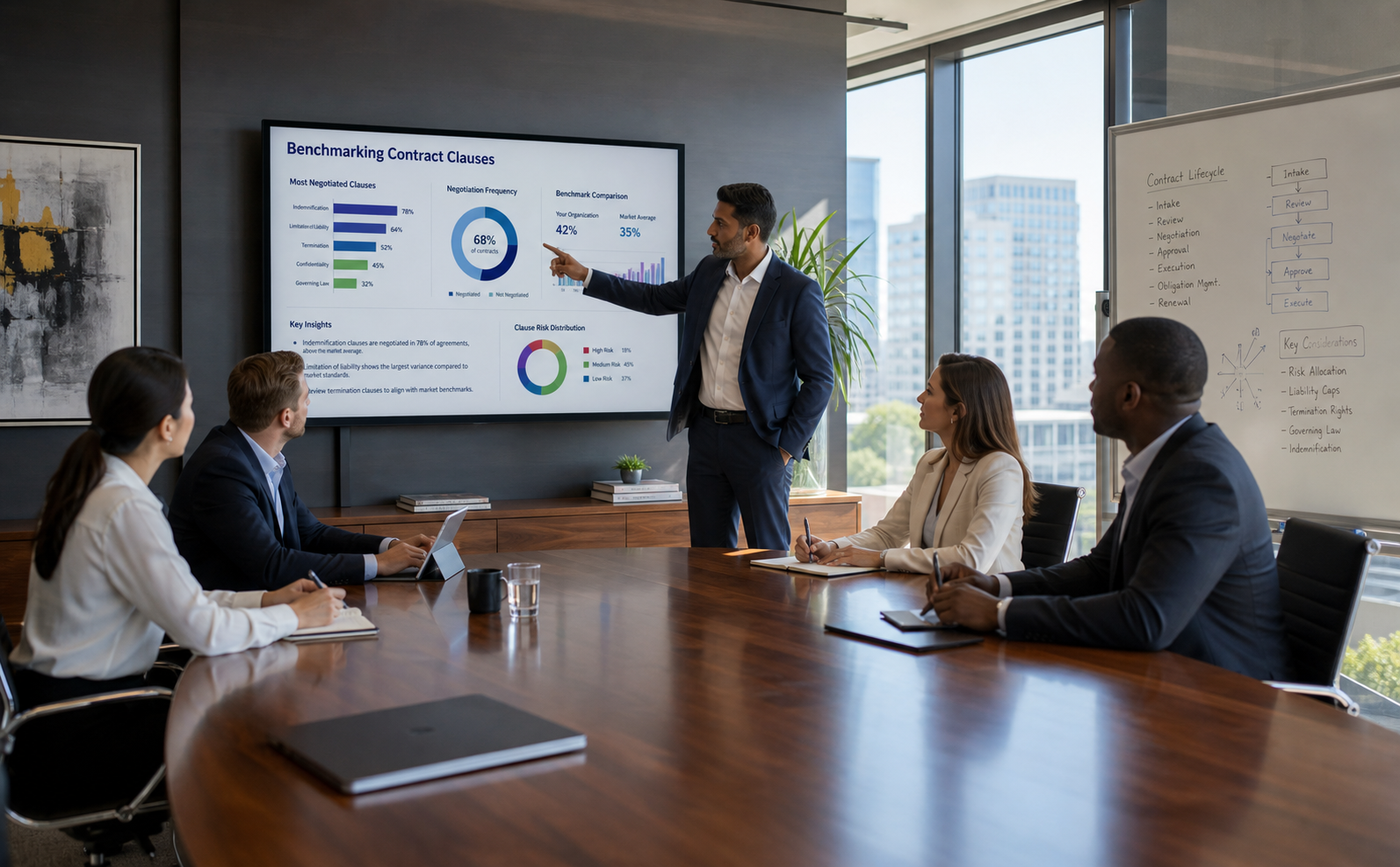 Modern Office Conference Room with DataDriven Legal Discussion