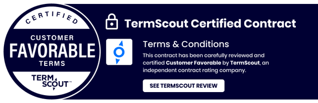 TermScout Certify Certification showing a Customer Favorable Badge