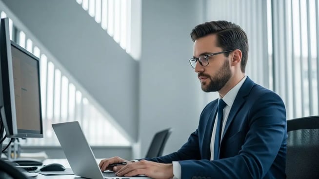 a man is working on a laptop