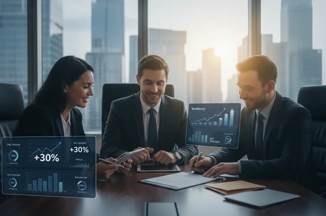 sales team is working on a contract in a good mood