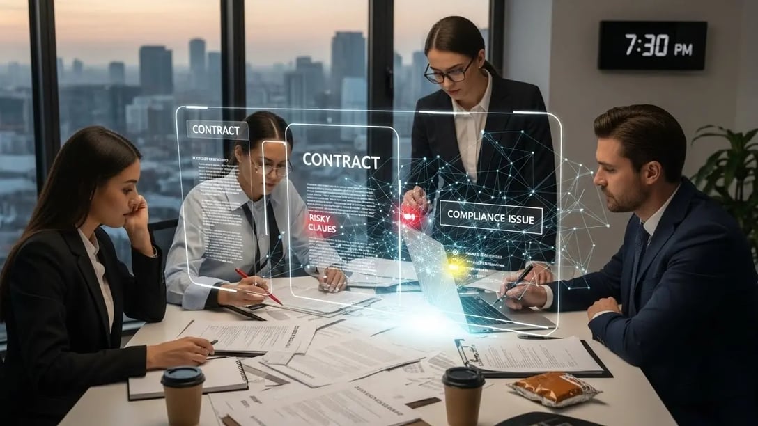 business team working on a contract