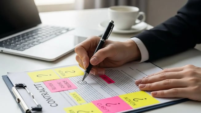 a person is checking contract