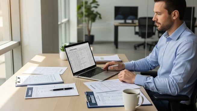 a man is working on a laptop