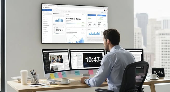 Legal team member is working on a contract review