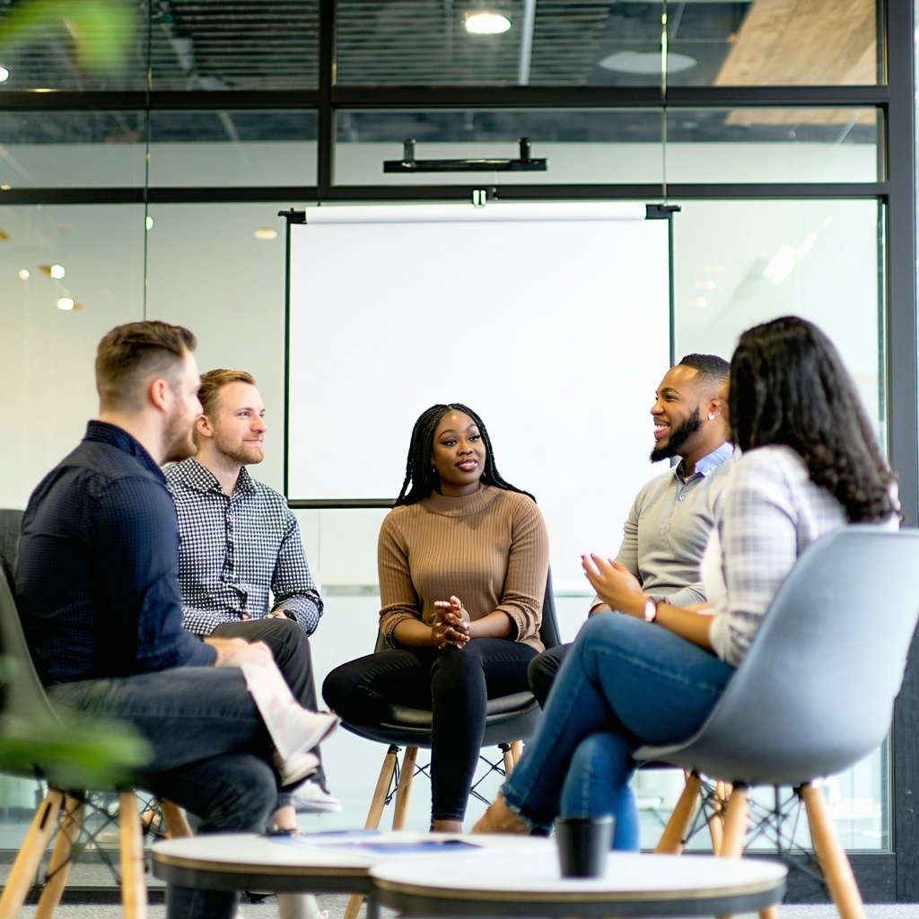 A photo of financial leaders discussing about how to increase deals and revenue